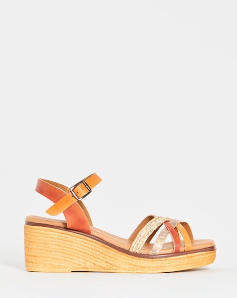 Jude Leather Strappy Wedge Sandal - Extra Wide Fit (EEE)