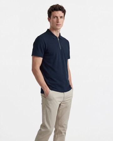 Folio Mercerised Supima Zip Polo-Navy