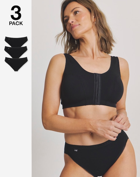 Sloggi (3 Pack) Tai Hi Leg Cotton Knickers Black