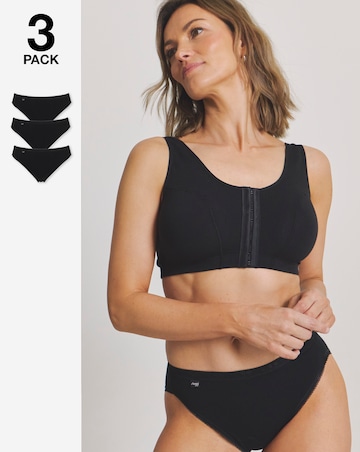Sloggi (3 Pack) Tai Hi Leg Cotton Knickers Black