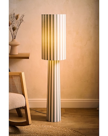 ValueLights Thorley Green Stripe Midi Floor Lamp