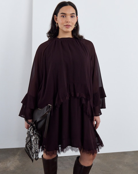 Simply Be Chocolate Lace Skater Dress