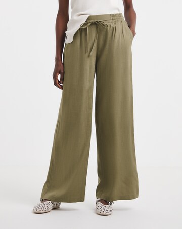 Linen Mix Wide Leg Trousers