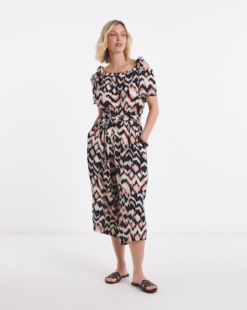 Textured Crinkle Tie Strap Jumpsuit