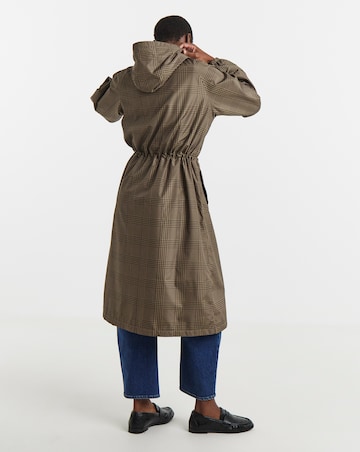 Check Print Longline Lightweight Raincoat
