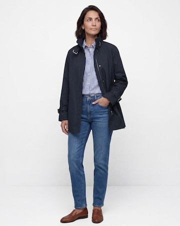 Navy Funnel Neck Trench Coat
