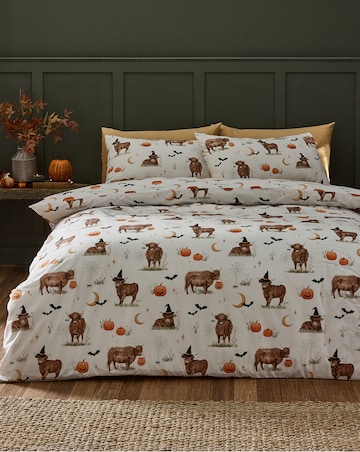 Catherine Lansfield Halloween Highland Cow Duvet Cover Set