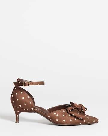 Valerie Satin Bow Pointed Kitten Heel Shoes - Extra Wide Fit (EEE)