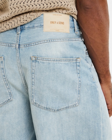 Only & Sons Carl Loose Denim Shorts - Blue