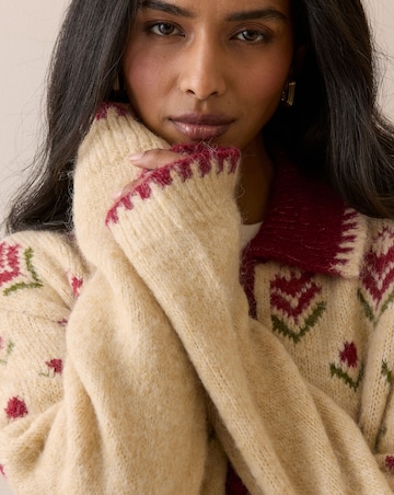 NOBODY'S CHILD DITSY COLLAR KNITTED JACKET