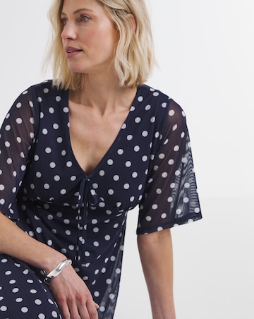 Spot Print Mesh Midi Dress