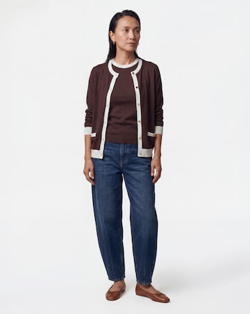 Contrast Tipping Crew Neck Cardigan