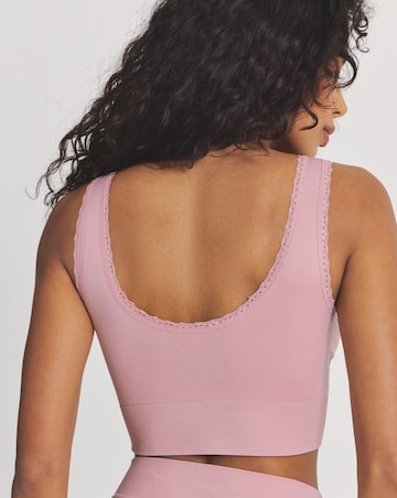 Pretty Secrets Lace Trim Longline Comfort Bra Pink