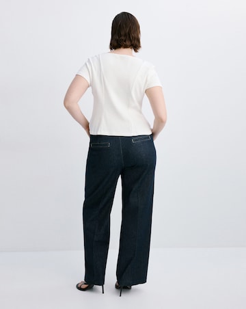 Mango Emily Wide Leg Jean with Side Buttons