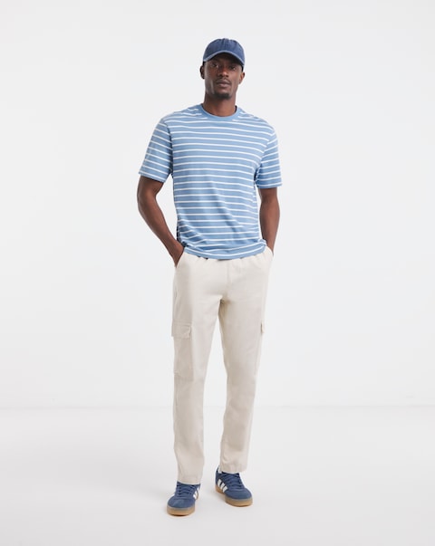Linen Blend Fully Elasticated Cargo Trouser