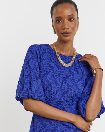 Joanna Hope Lace Dress With Puff Sleeves