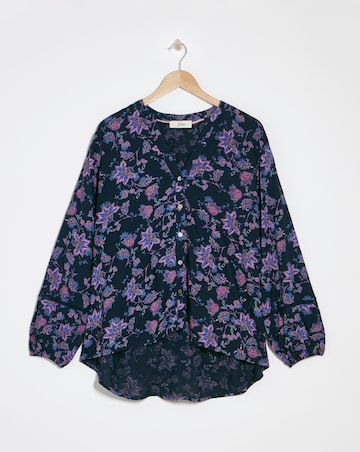 Julipa Lace Trim Printed Blouse