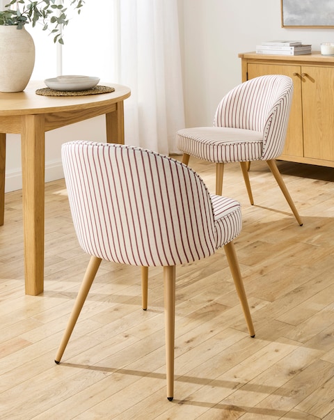 Emilie Pair of Striped Dining Chairs