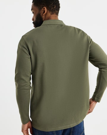 Jack & Jones Premium Ethan Long Sleeve Zip Polo - Olive