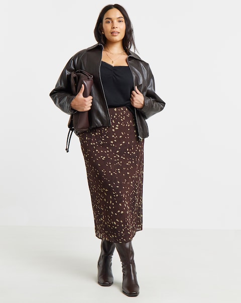 Simply Be Deer Print Chiffon Maxi Skirt