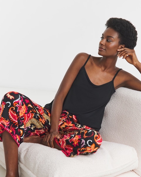 Figleaves Leopard Blanket Stitch Culotte Pyjama Set