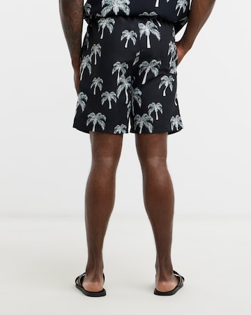 Mono Palm Print Co-Ord Swim Shorts