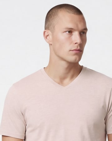 V Neck T-Shirt Long - Pink Marl