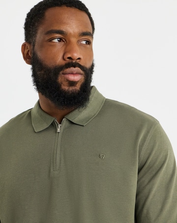Jack & Jones Premium Ethan Long Sleeve Zip Polo - Olive
