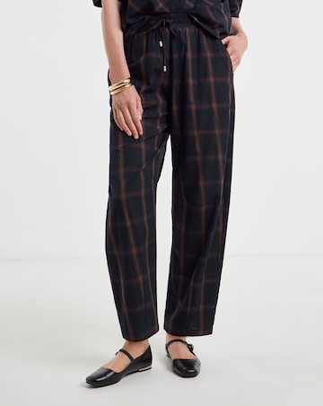 Navy Check Tie Waist Barrel Leg Trouser Co-ord