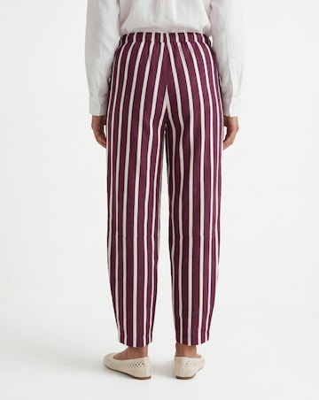 Plum Stripe Linen Mix Barrel Leg Trouser