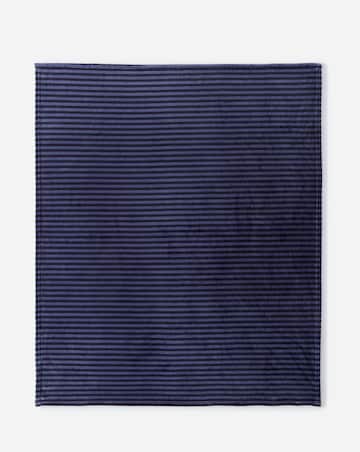 Printed Stripe Fleece Throw - Navy