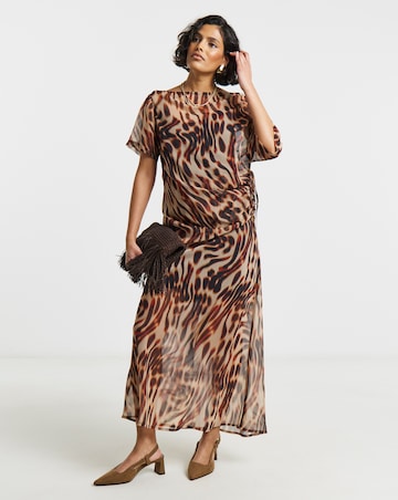 Animal Print Draped Chiffon Top
