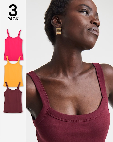 3 Pack Cotton Thick Strap Cami