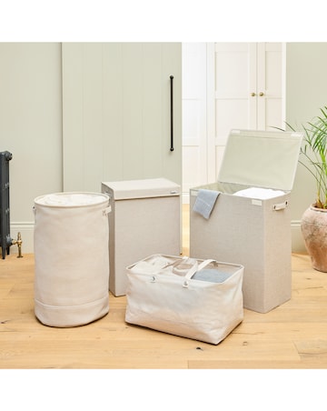 Minky 86L Round Laundry Hamper with Drawstring