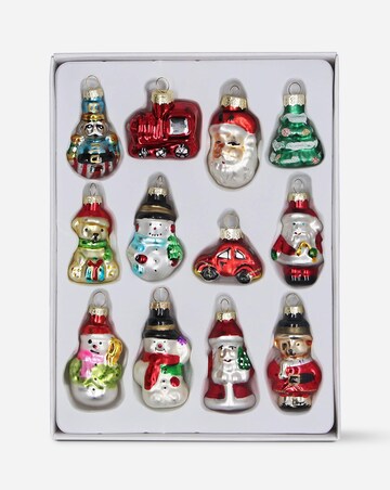 Gisela Graham Pack of 12 Painted Glass Mini Tree Decorations