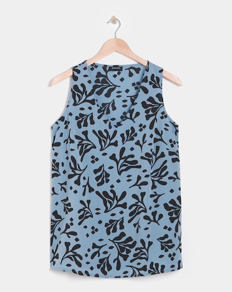 Printed V Neck Woven Vest