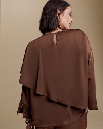 Julipa Chocolate Satin Cape Blouse