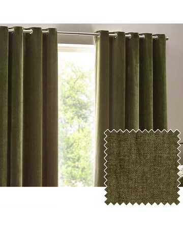 Yard Heavy Chenille Lined Eyelet Curtains