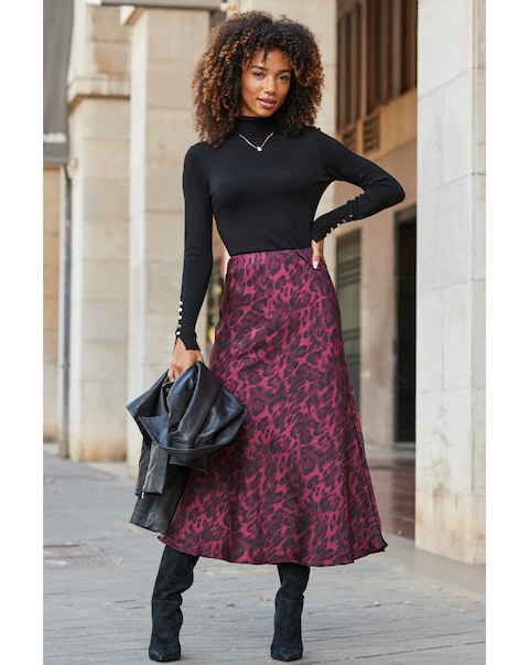 Sosandar Leopard Print Slip Skirt
