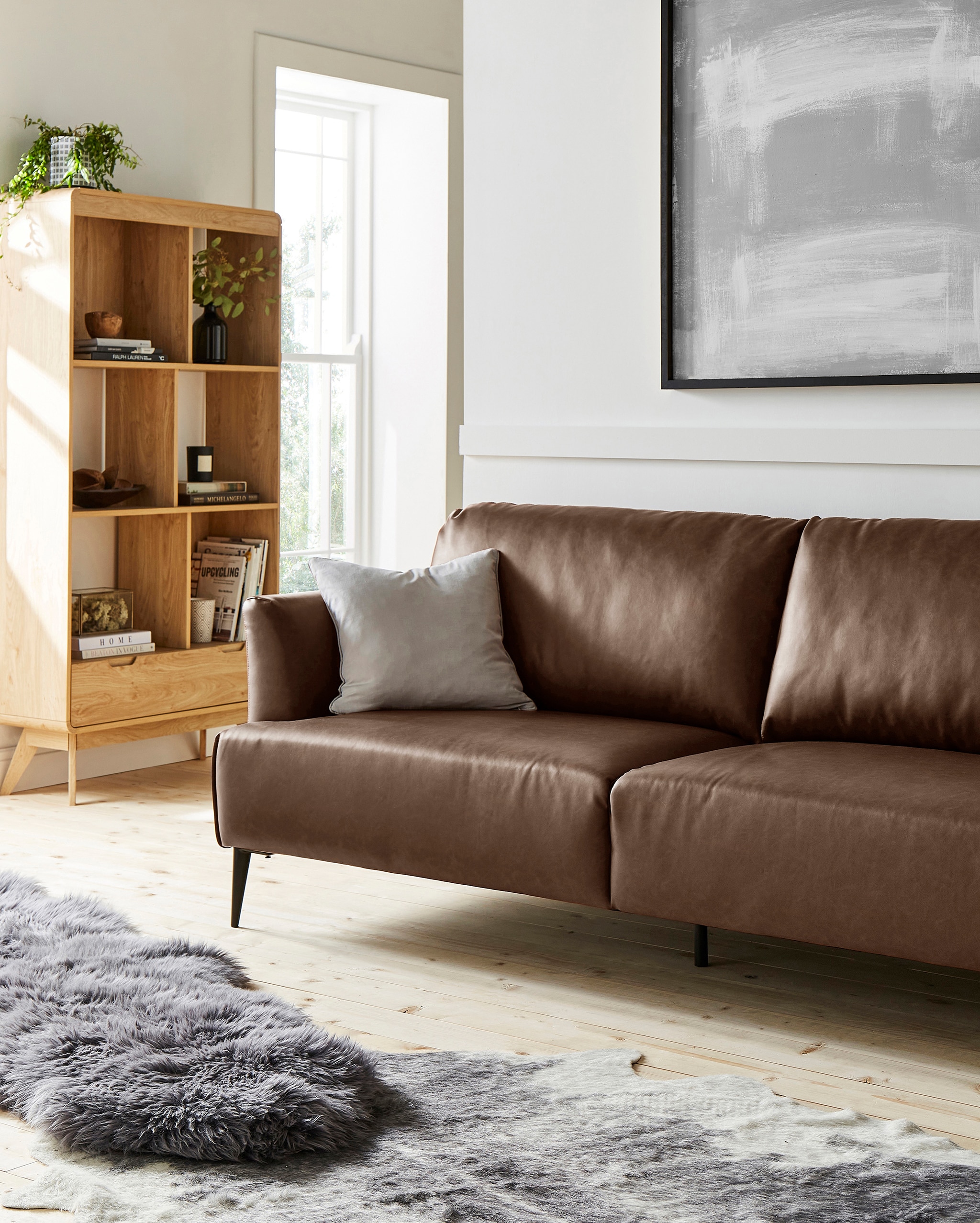 Leather sofa in brown