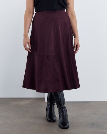 Simply Be Plum Suedette Seam Detail Midi Skirt