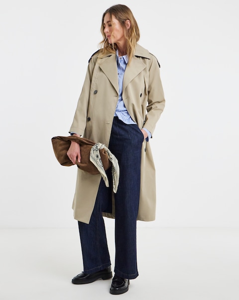 Contrast Camel Trench Coat