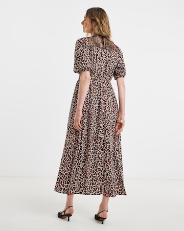 Leopard Print Midi Tea Dress
