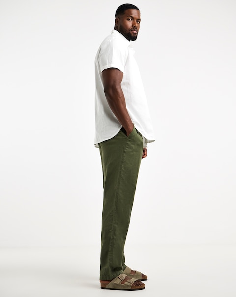 Linen Blend Elasticated Straight Fit Trouser