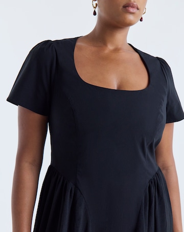 Simply Be Black Bengaline Waist Detail Midi Dress