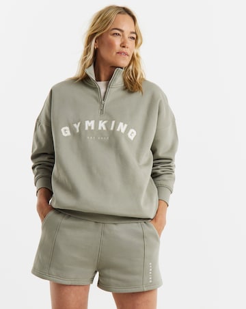 Gym King Shadow 1/4 Zip Funnel Neck - Green