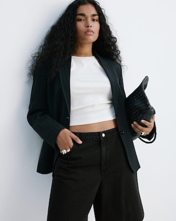 Mango High-Waist Straight-Fit Denim Shorts