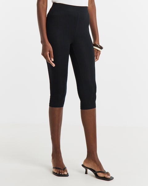 Black Cropped Jersey Leggings
