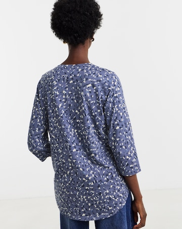 Rose And Print 2 Pack 3/4 Sleeve Curved Hem Longline Top
