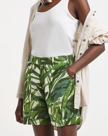 Green Palm Print Bermuda Short